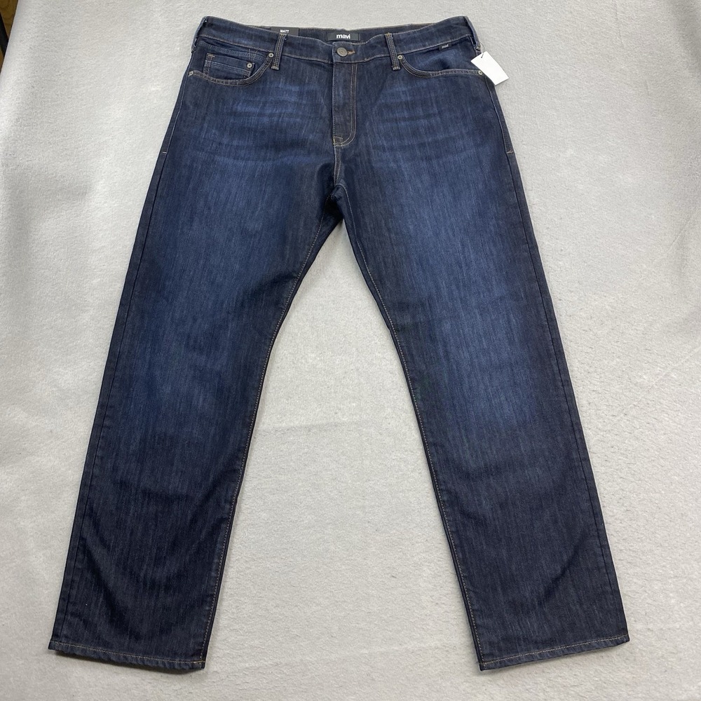 Mavi Jeans Mens 38x32 Blue Denim Pants Matt Relaxed Fit Straight Leg Casual